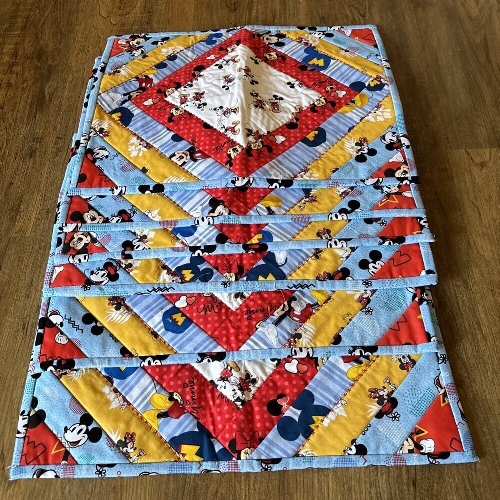 Quilted Mickey Mouse Placemats Set of 6 Double sided